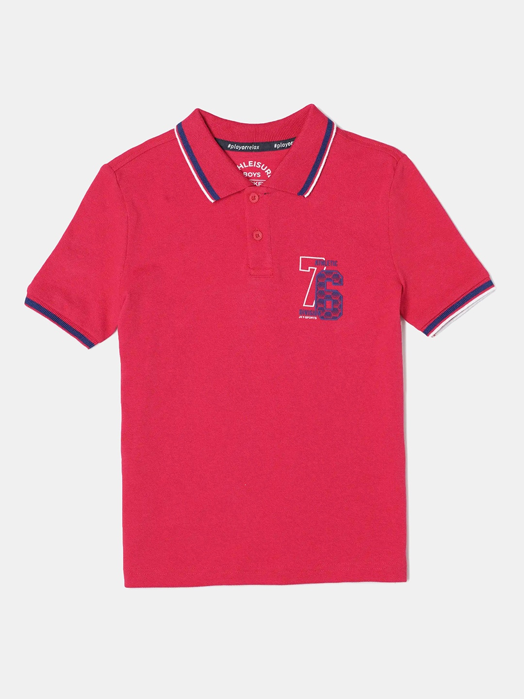 

Jockey Boys Super Combed Cotton Graphic Printed Polo Tshirt-AB24, Red