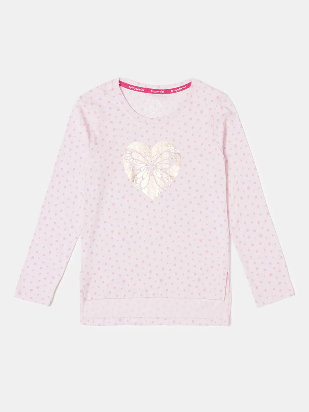 

Jockey Girls Super Combed Cotton Printed Regular Fit Full Sleeve Round Neck Tshirt- AG19, Pink