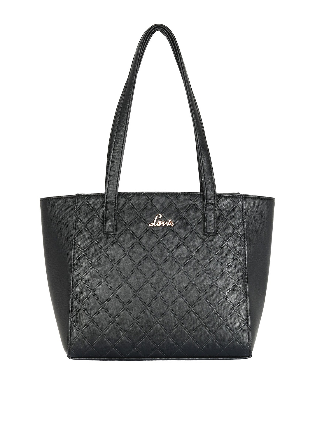 

Lavie Black Geometric Textured Structured Shoulder Bag