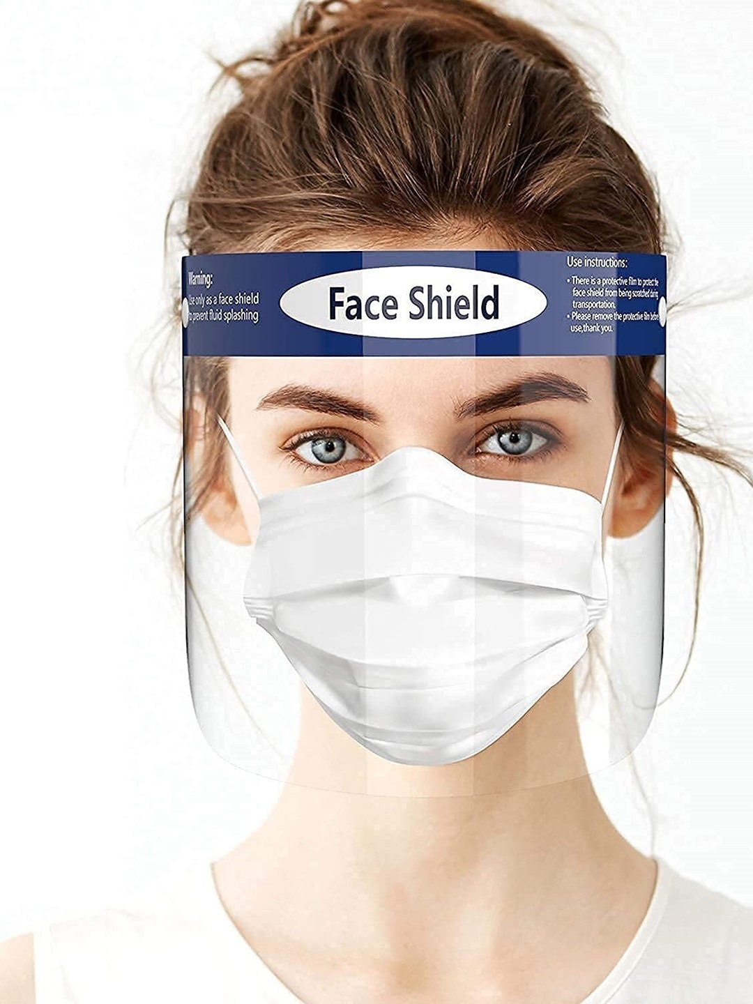 

Apsis Set of 3 Heavy Duty Plastic Reusable Long Lasting Face Shield, Blue