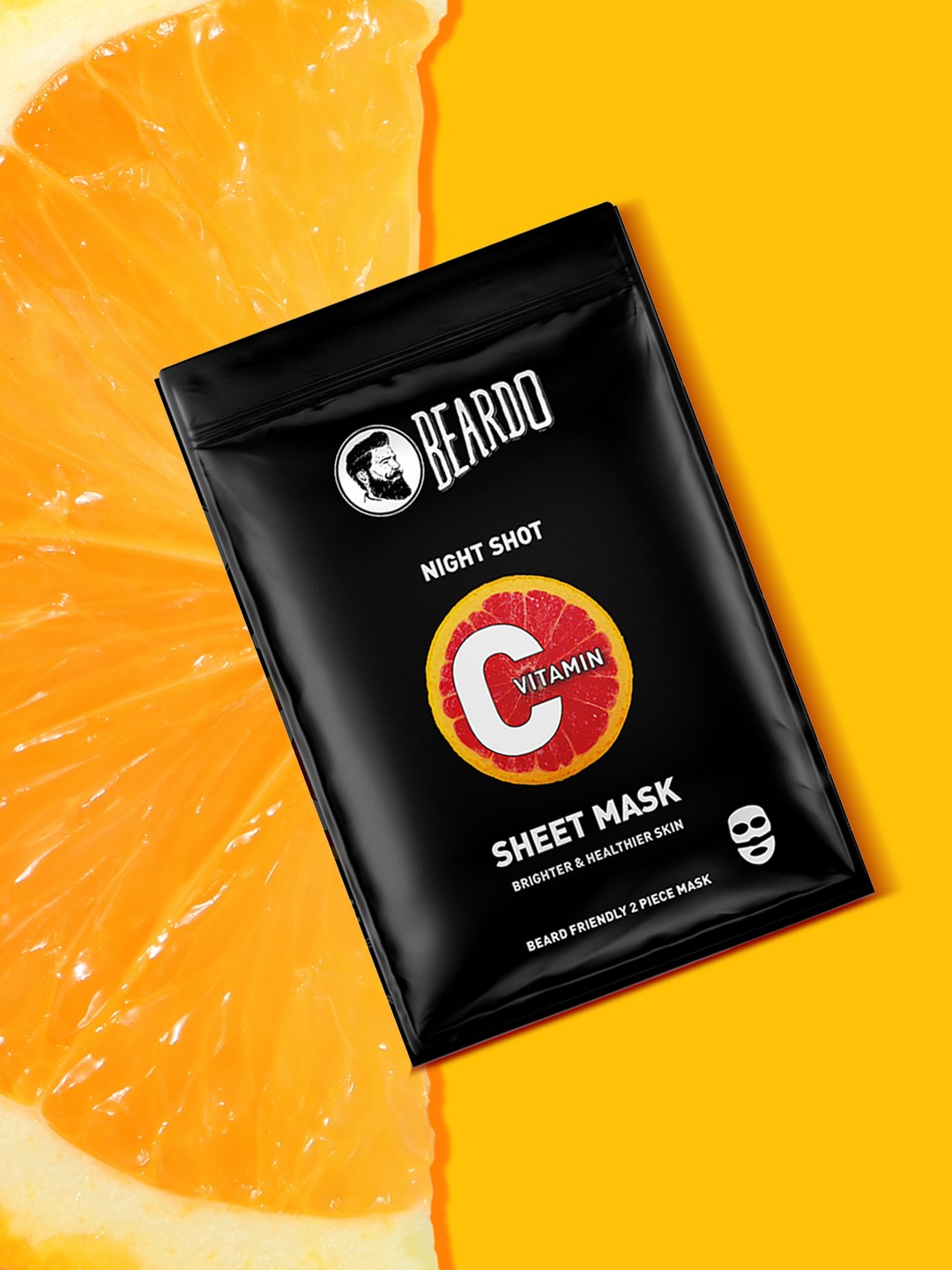 

BEARDO Men Night Shot Vitamin C Brightening Sheet Masks -20 g, Black