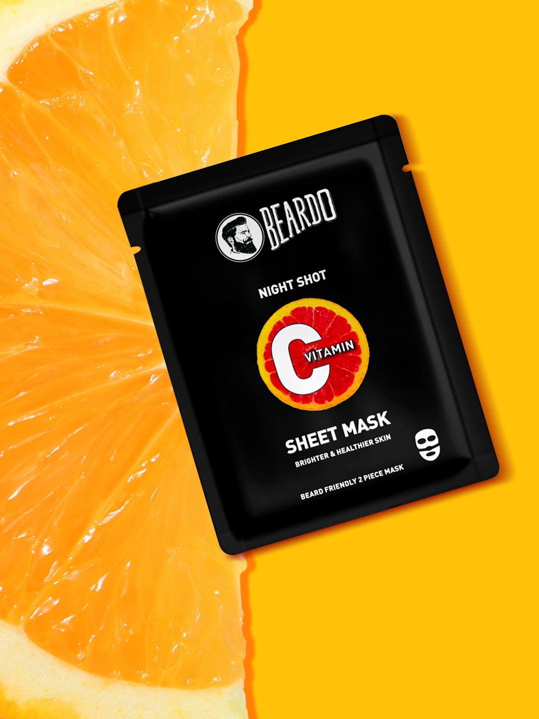 

BEARDO Men Set of 2 Night Shot Vitamin C Brightening Sheet Masks - 20 g, Black