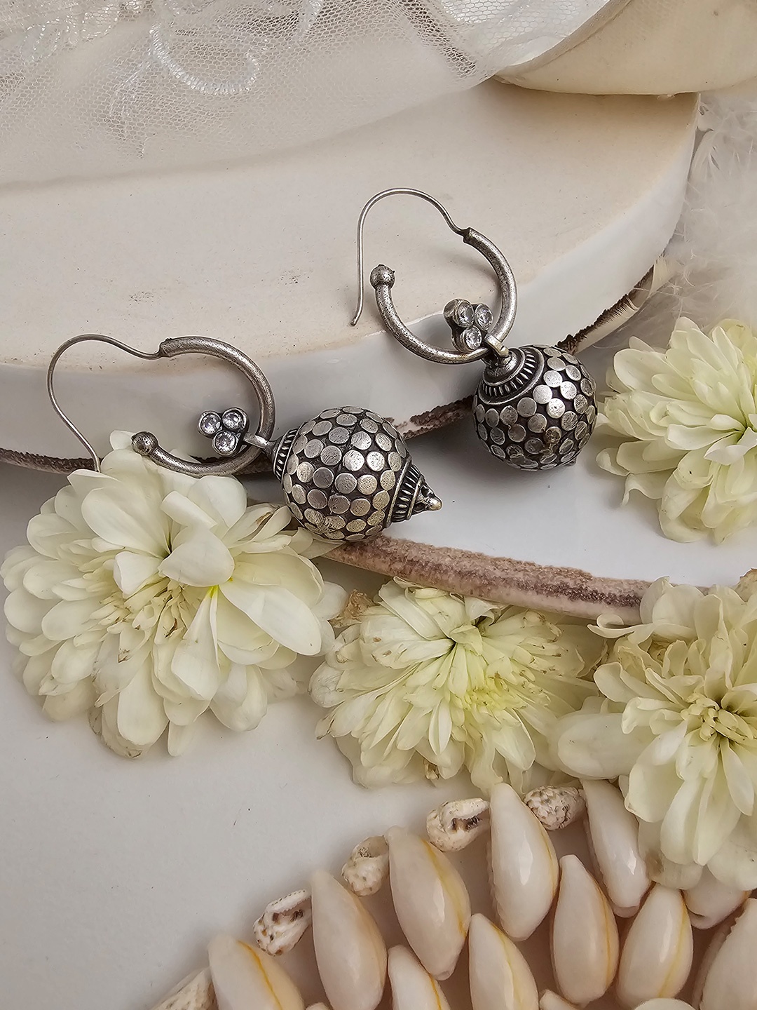 

Binnis Wardrobe German Silver Teardrop Shaped Drop Earrings