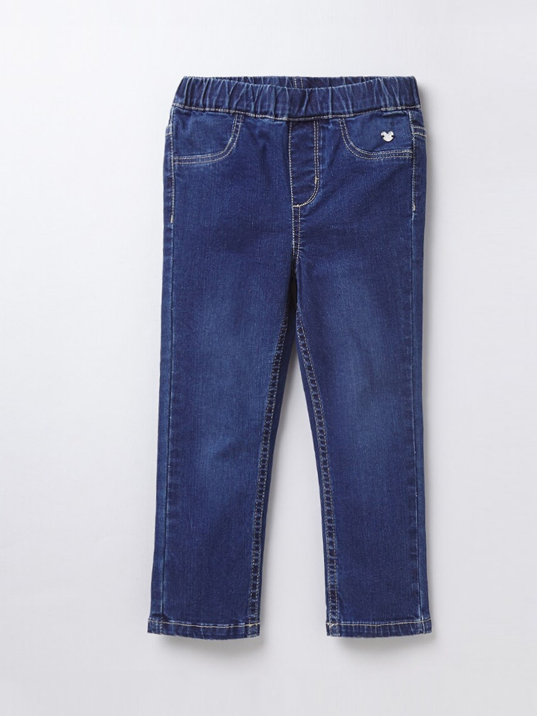 

Ed-a-Mamma Girls Navy Blue Washed Skinny-Fit Denim Sustainable Jeggings