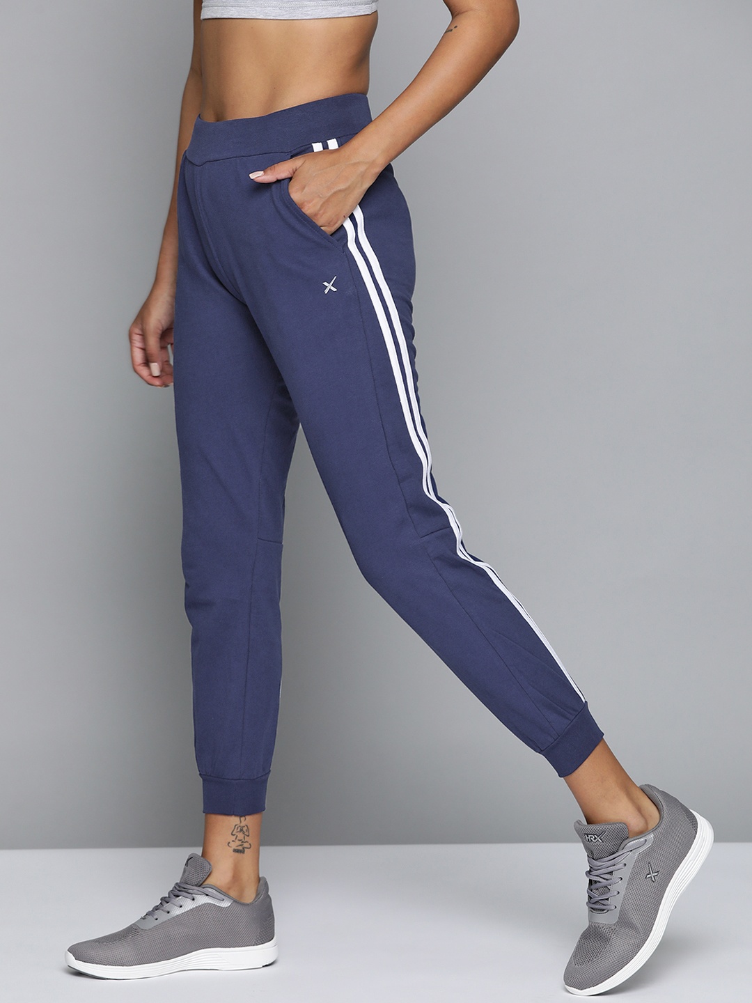 

HRX By Hrithik Roshan Women Blue Solid Slim Fit Rapid-Dry Antimicrobial Running Joggers