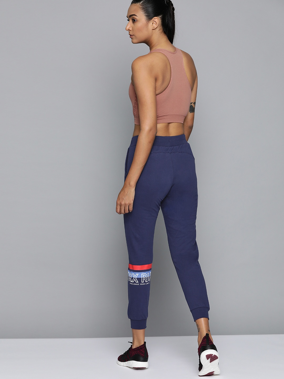 

HRX By Hrithik Roshan Women Blue Solid Slim Fit Rapid-Dry Antimicrobial Running Joggers