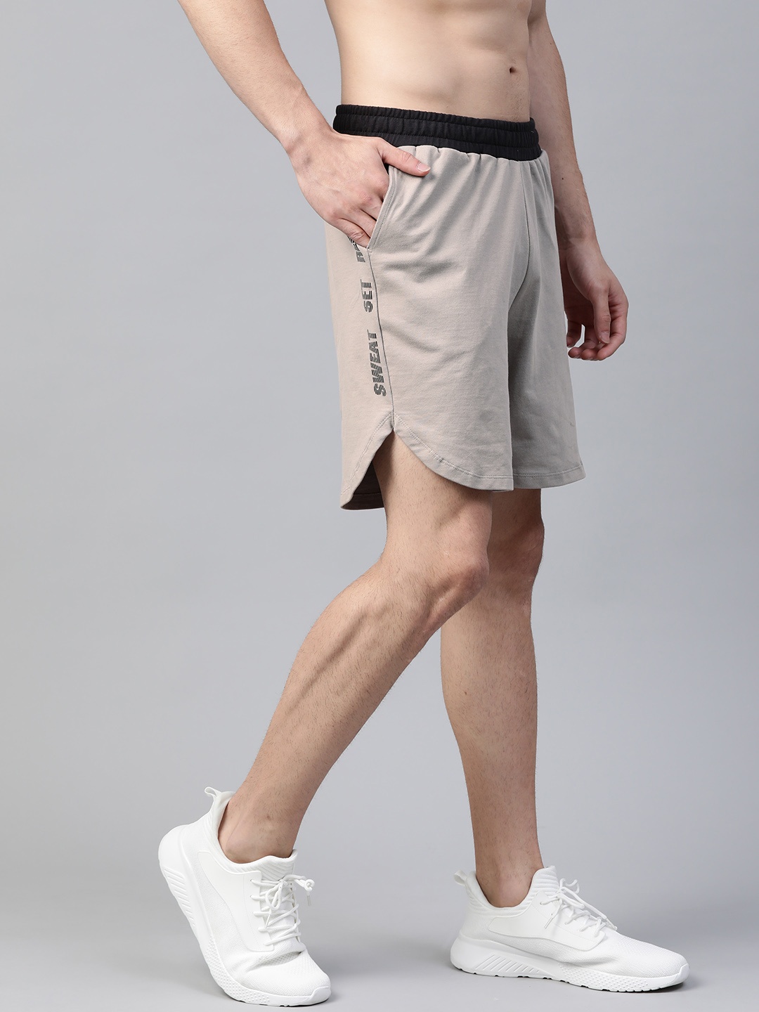 

HRX by Hrithik Roshan Men Beige Solid Rapid-Dry Antimicrobial Training Shorts