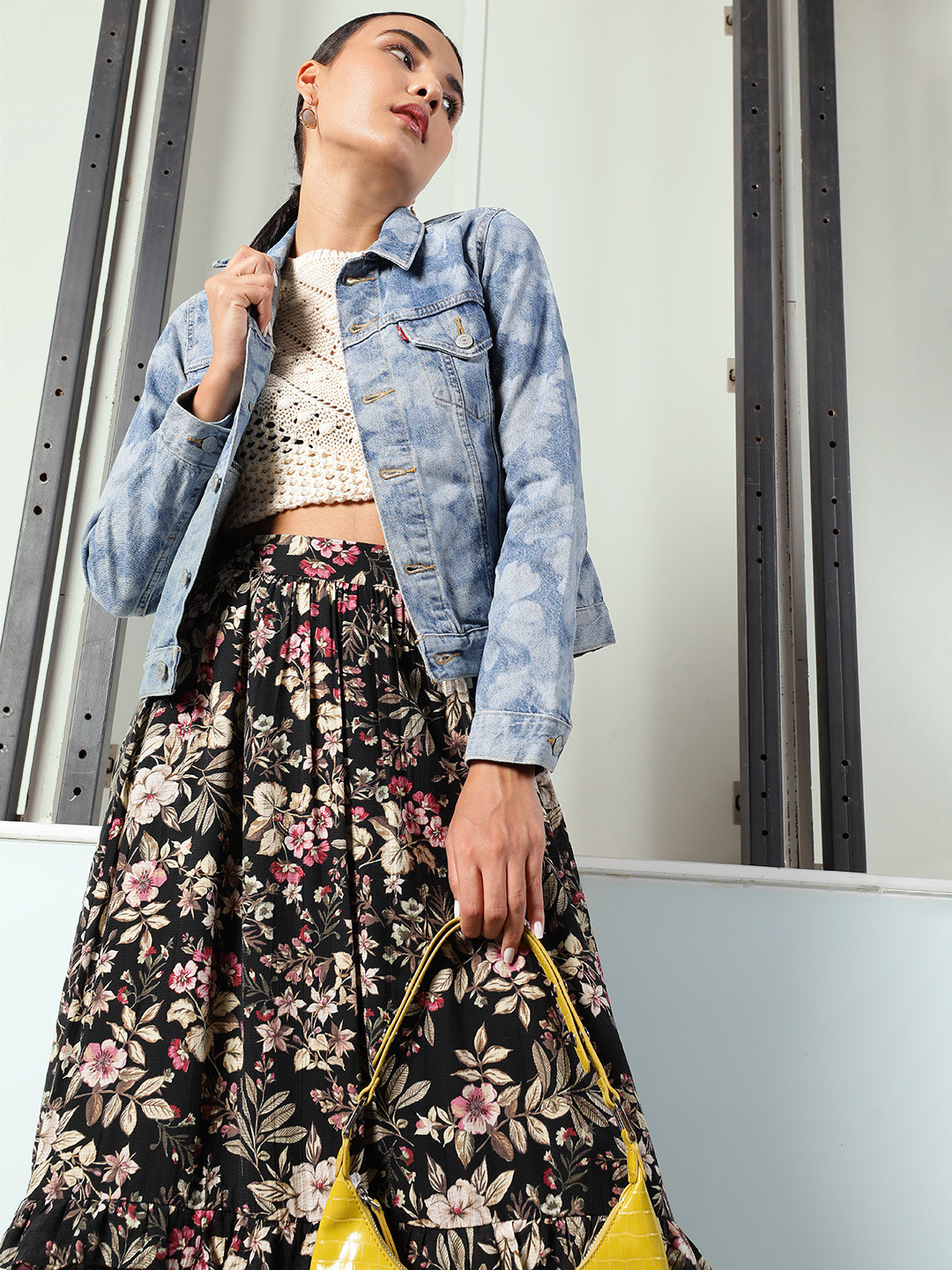 

Levis Women Blue Floral Pure Cotton Waterless Denim Jacket