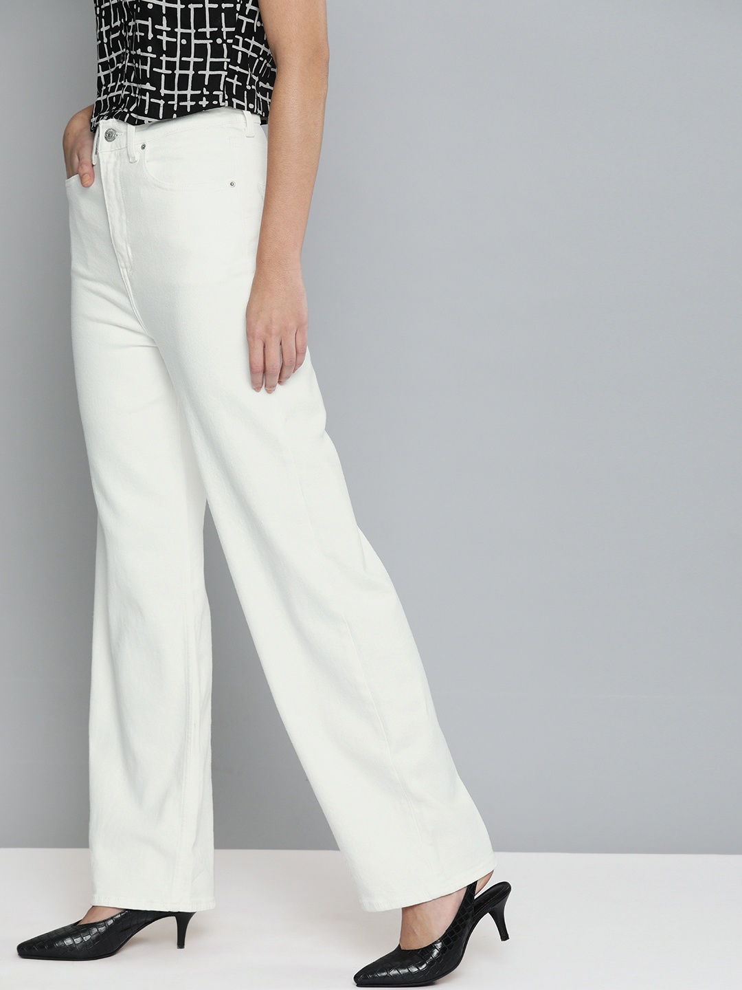 

Levis Women White High Loose Relaxed Fit Stretchable Jeans