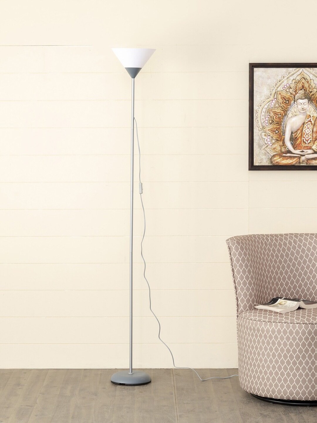 

Home Centre Grey & White Colourblocked Contemporary Conical Torchiere