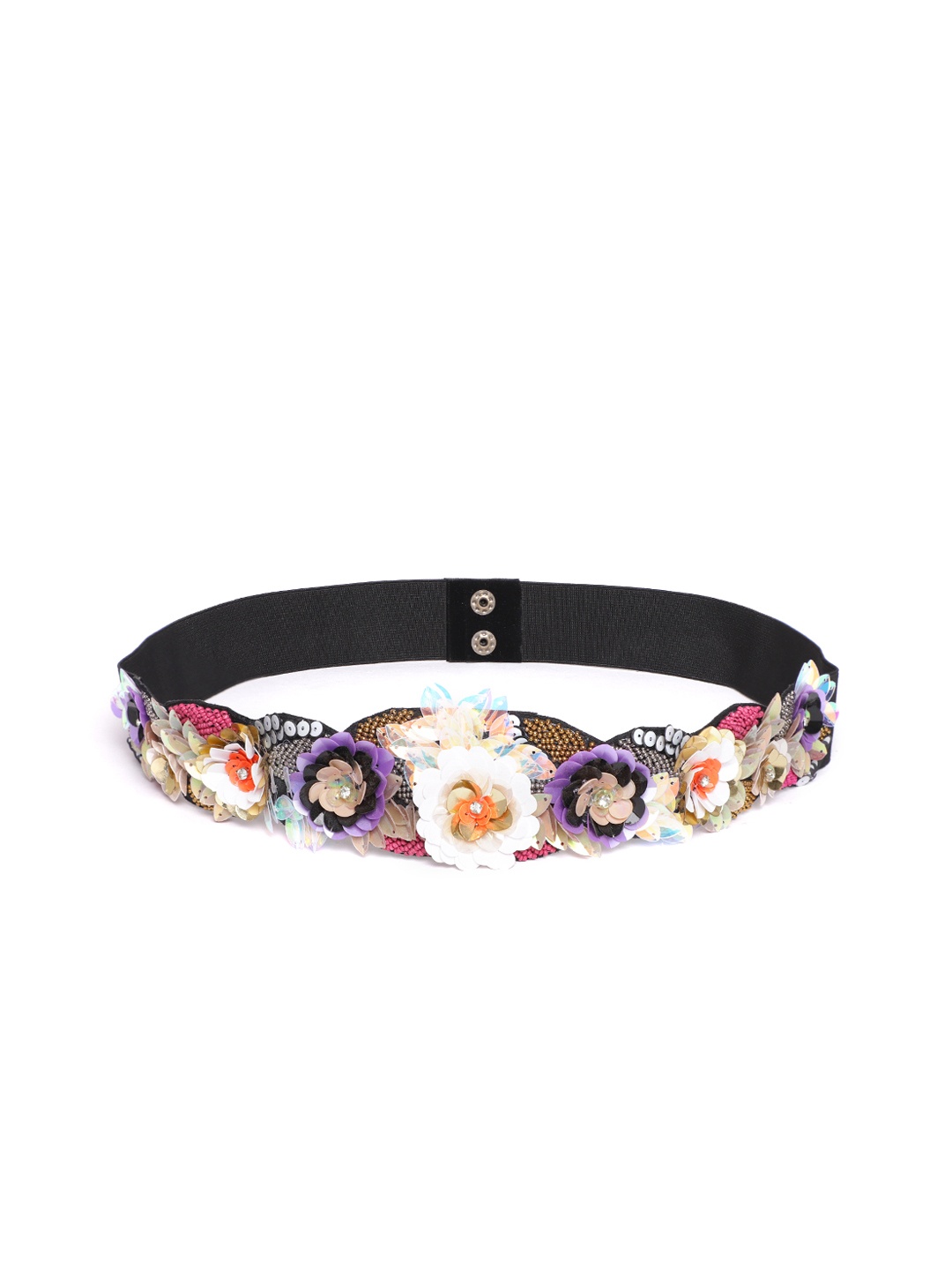 

Anekaant Women Multicoloured Floral Sequinned & Beaded Stretchable Belt, Multi