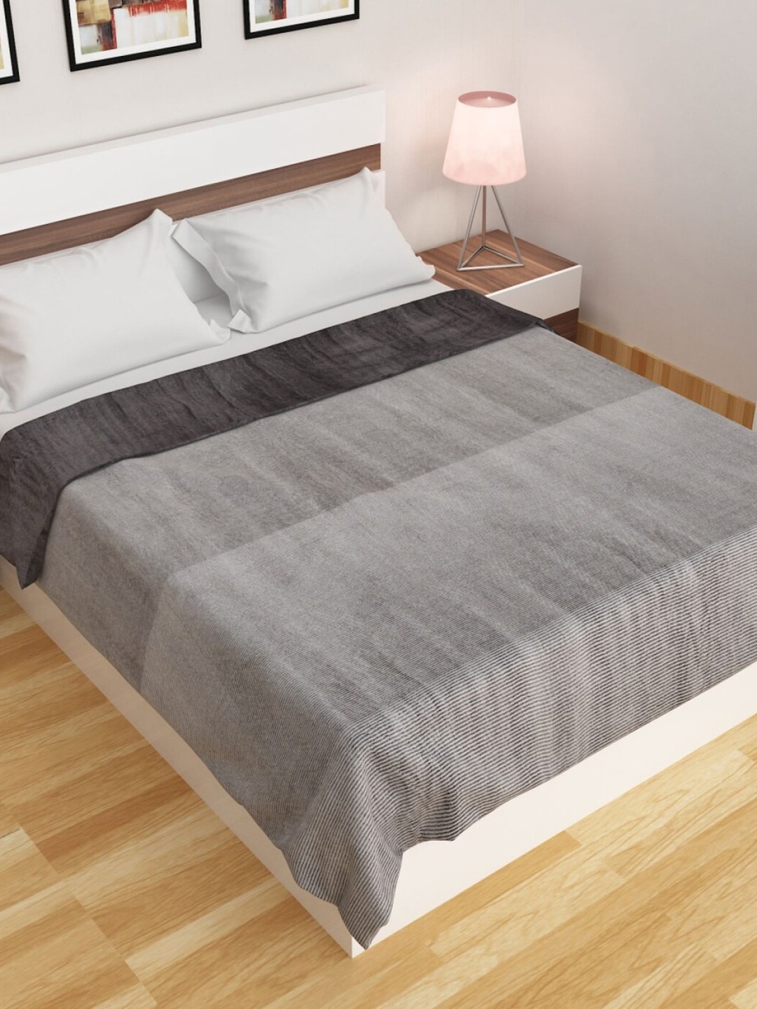 

Home Centre Grey Solid AC Room 110 GSM Double Bed Blanket