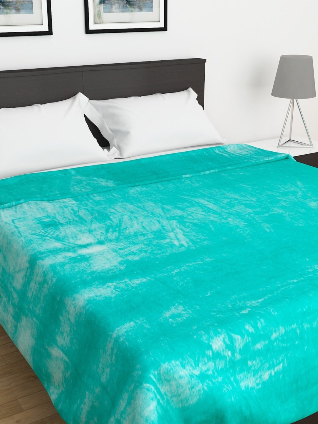 

Home Centre Turquoise Blue Solid AC Room 210 GSM Double Bed Blanket
