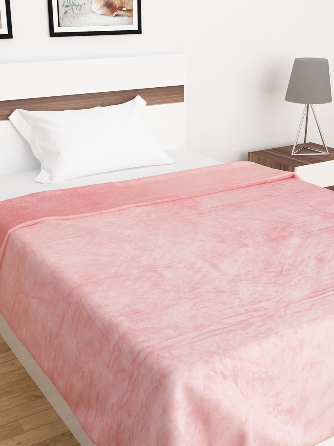 

Home Centre Peach-Coloured Solid AC Room 110 GSM Single Bed Blanket