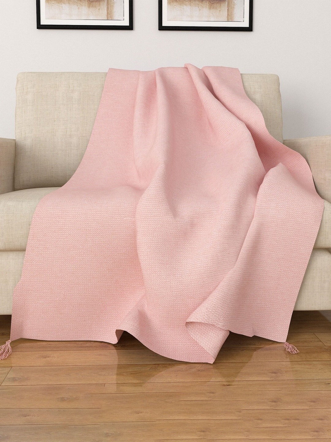 

Home Centre Peach-Coloured Solid AC Room 210 GSM Single Bed Blanket