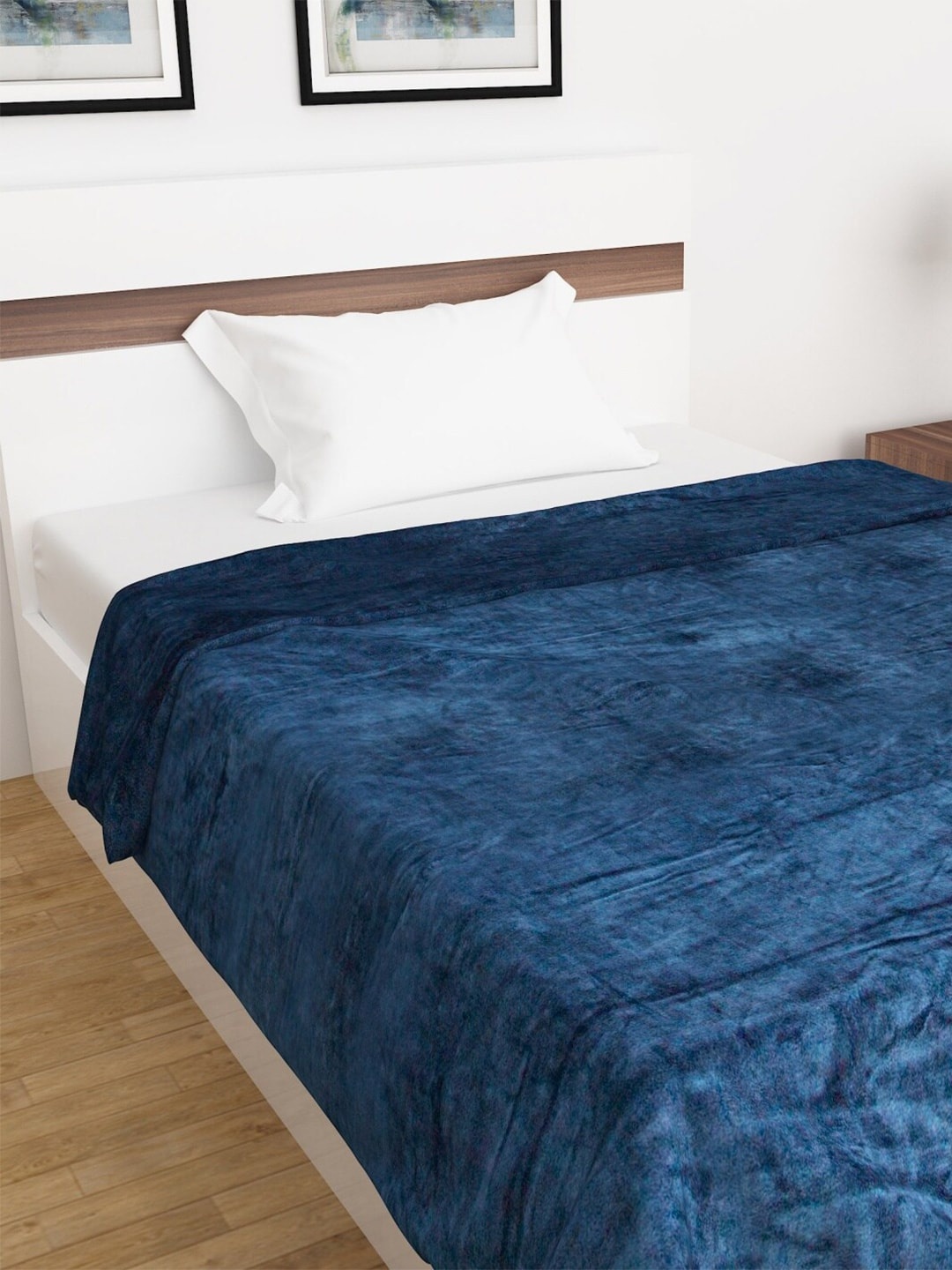 

Home Centre Navy Blue Solid AC Room 210 GSM Single Bed Blanket