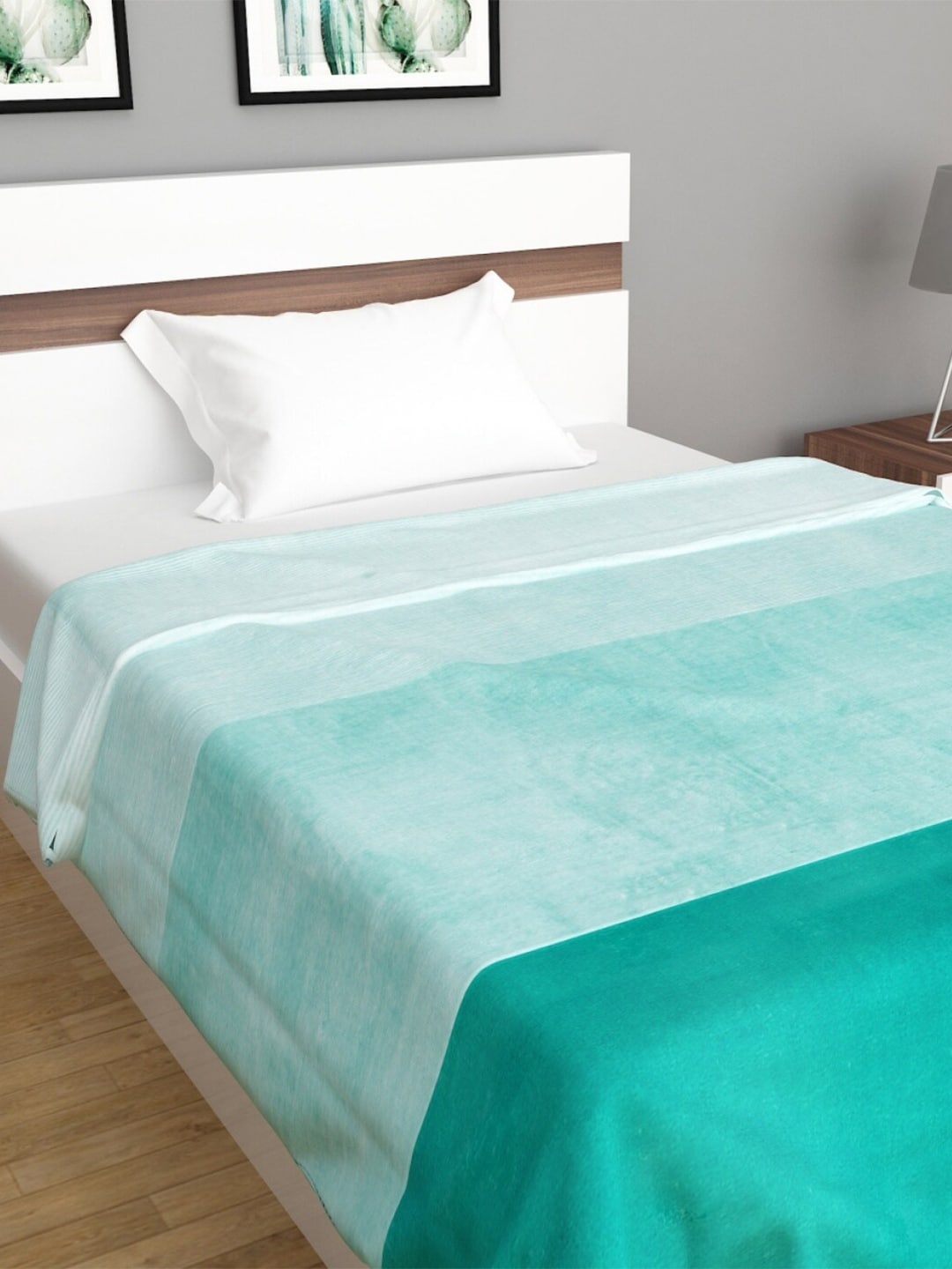 

Home Centre Blue & Green Striped AC Room 110 GSM Single Bed Blanket
