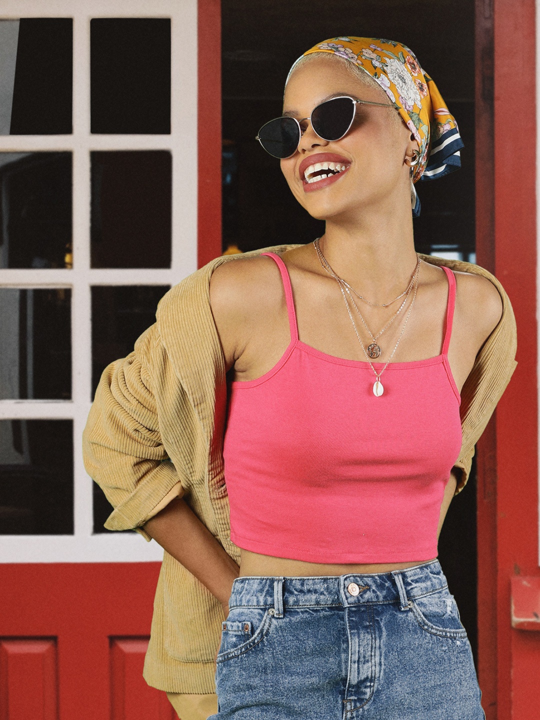 

Tokyo Talkies Pink Fitted Crop Top
