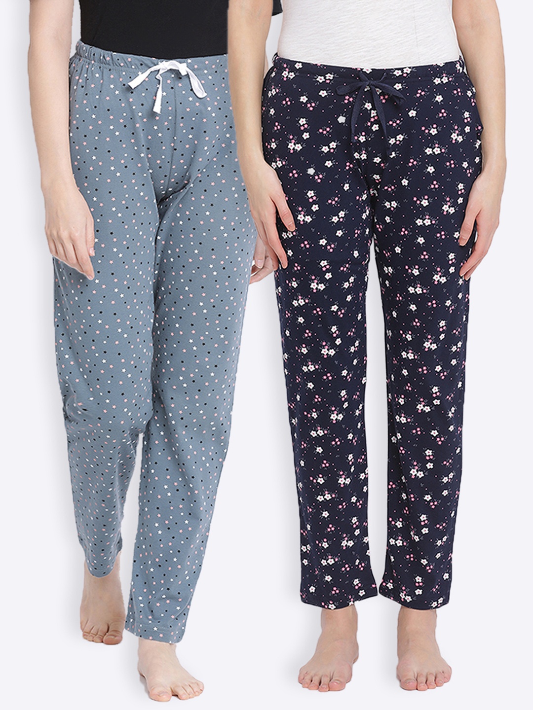 

Kanvin Women Pack of 2 Printed Lounge Pants, Navy blue