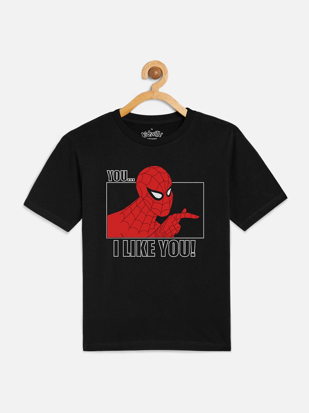 

Kids Ville Boys Black & Red Spiderman Printed T-shirt