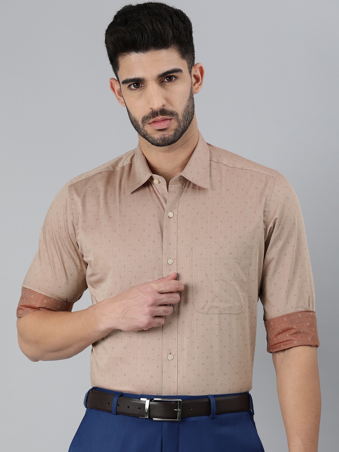 

Raymond Men Beige Printed Casual Shirt