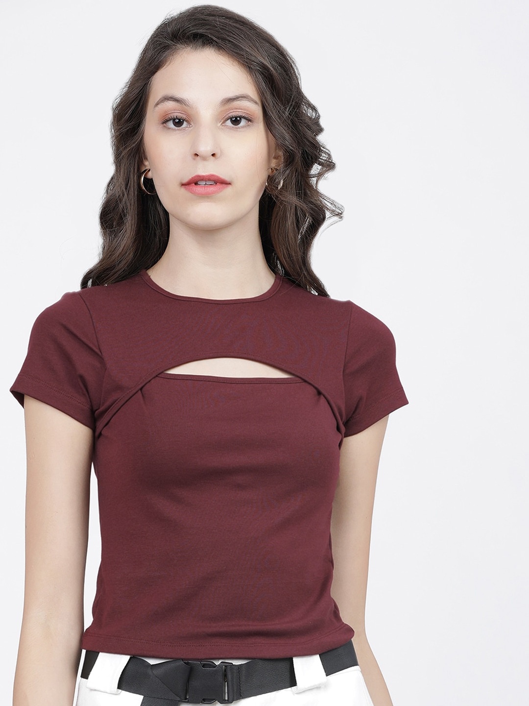 

Tokyo Talkies Women Maroon T-shirt