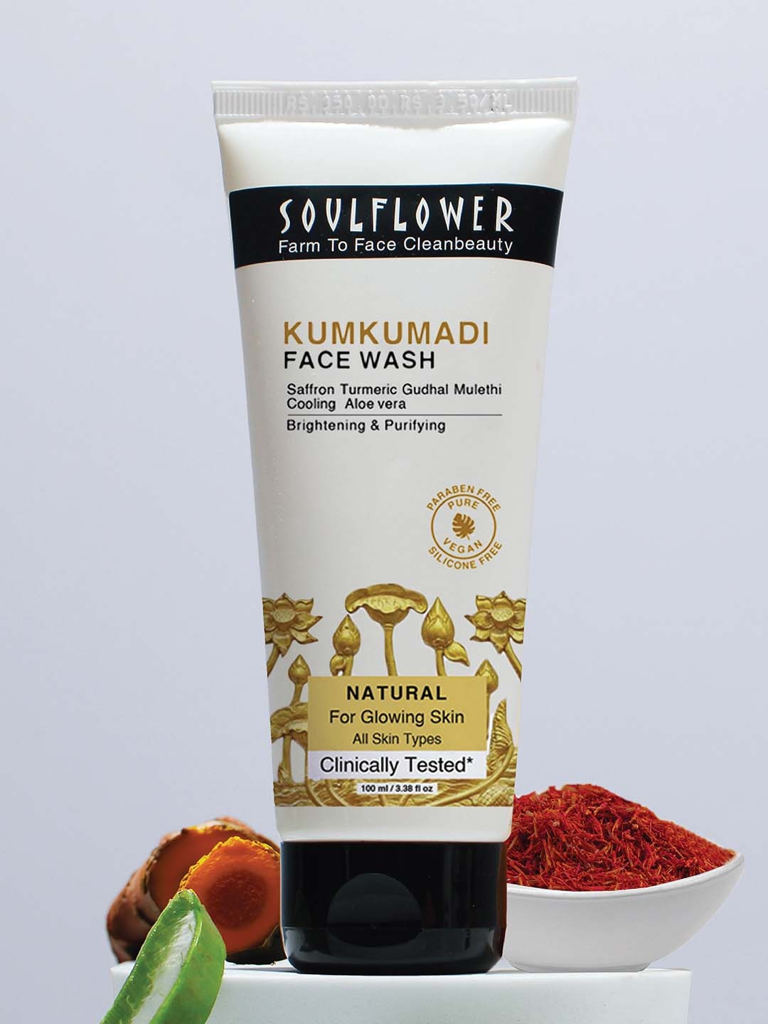 

Soulflower Ubtan Kumkumadi Face Wash with Saffron & Turmeric For Oily, Dry Skin - 100ml, Yellow