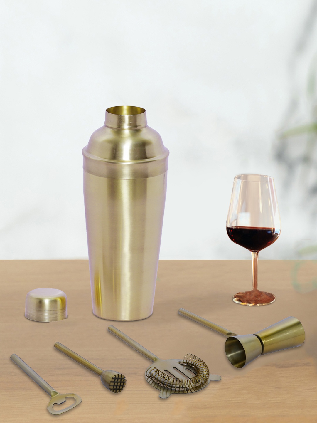 

nestroots Gold-Toned Solid Stainless Steel Bar Accessories