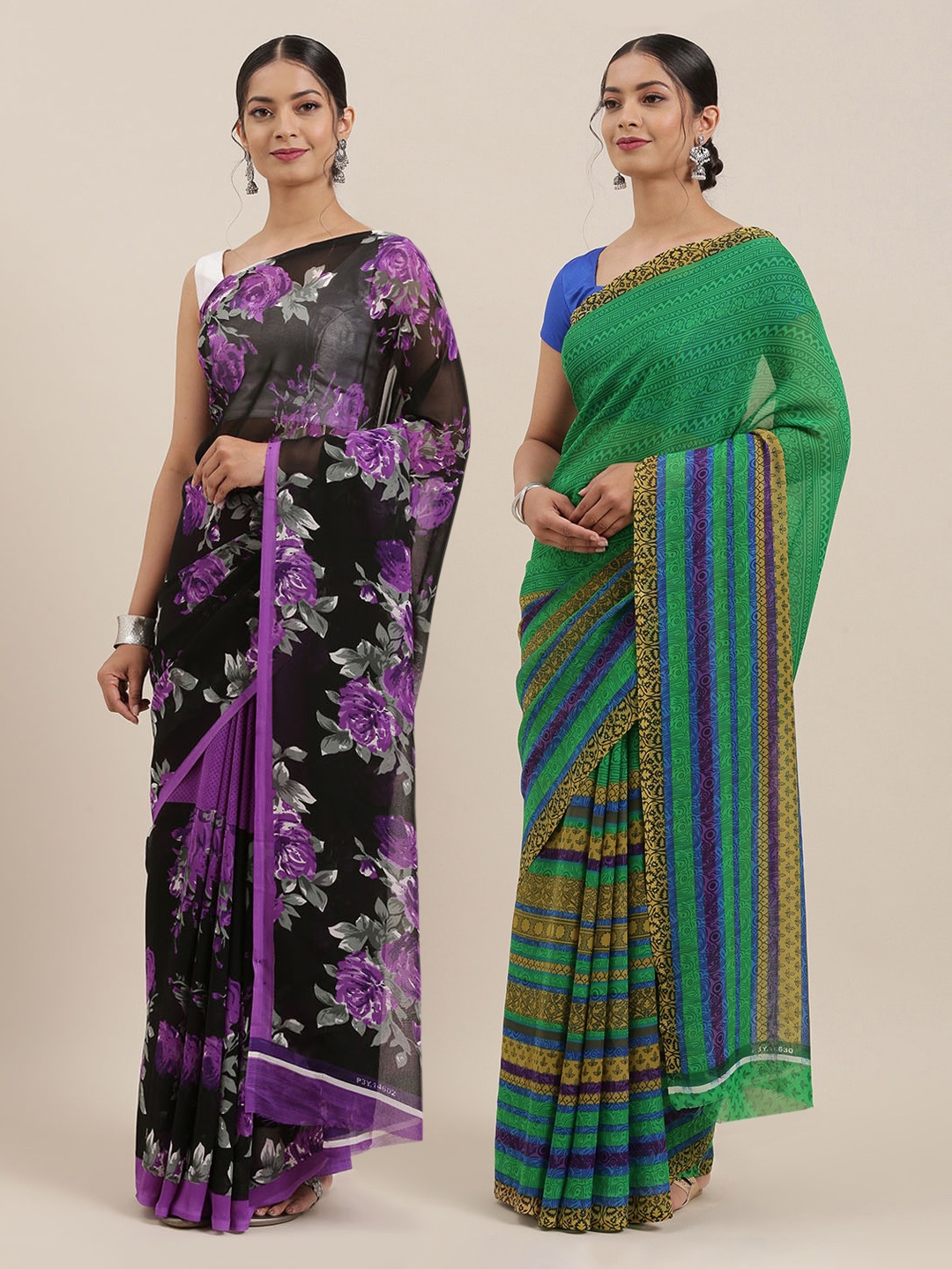 

ANAND SAREES Pack of 2 Printed Sarees, Multi