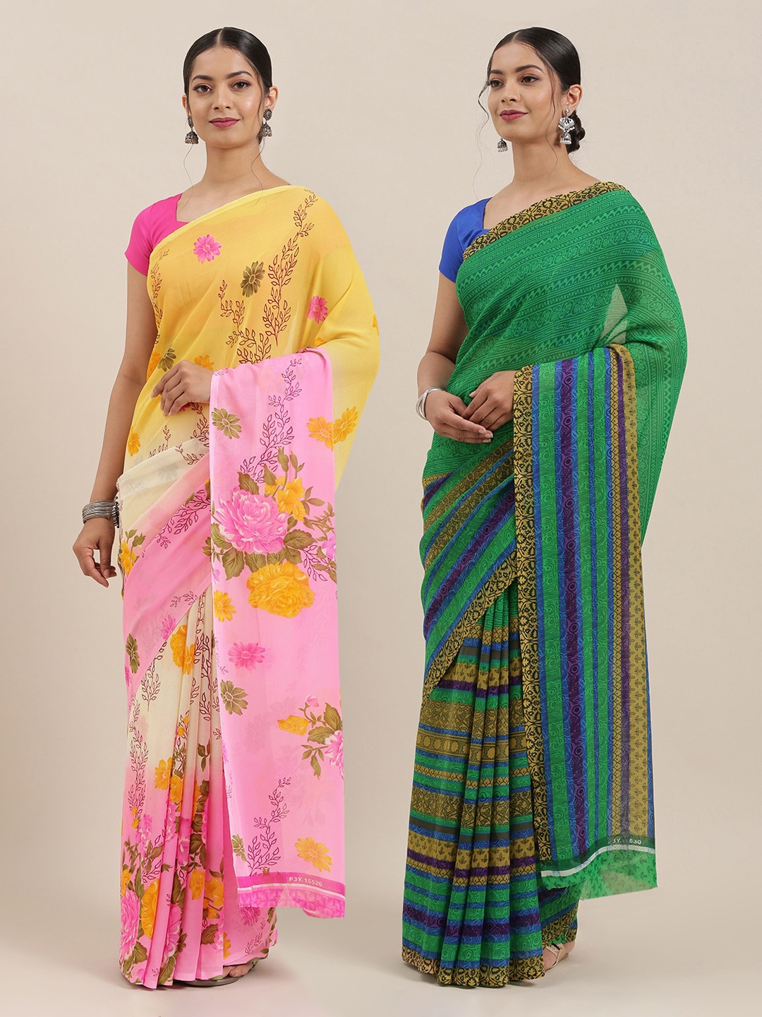 

ANAND SAREES Pack of 2 Printed Sarees, Multi