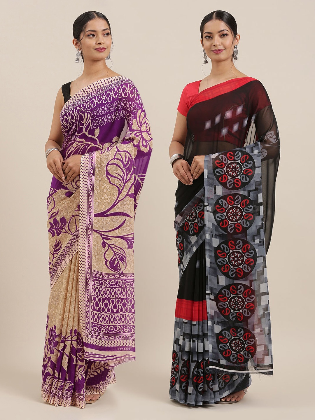 

KALINI Pack of 2 Printed Sarees, Multi