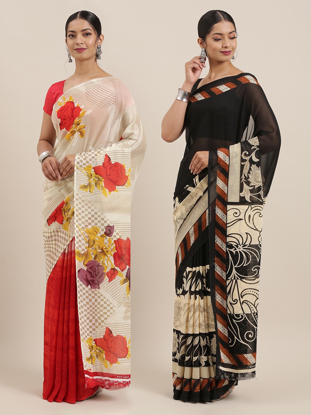 

ANAND SAREES Pack of 2 Printed Sarees, Multi