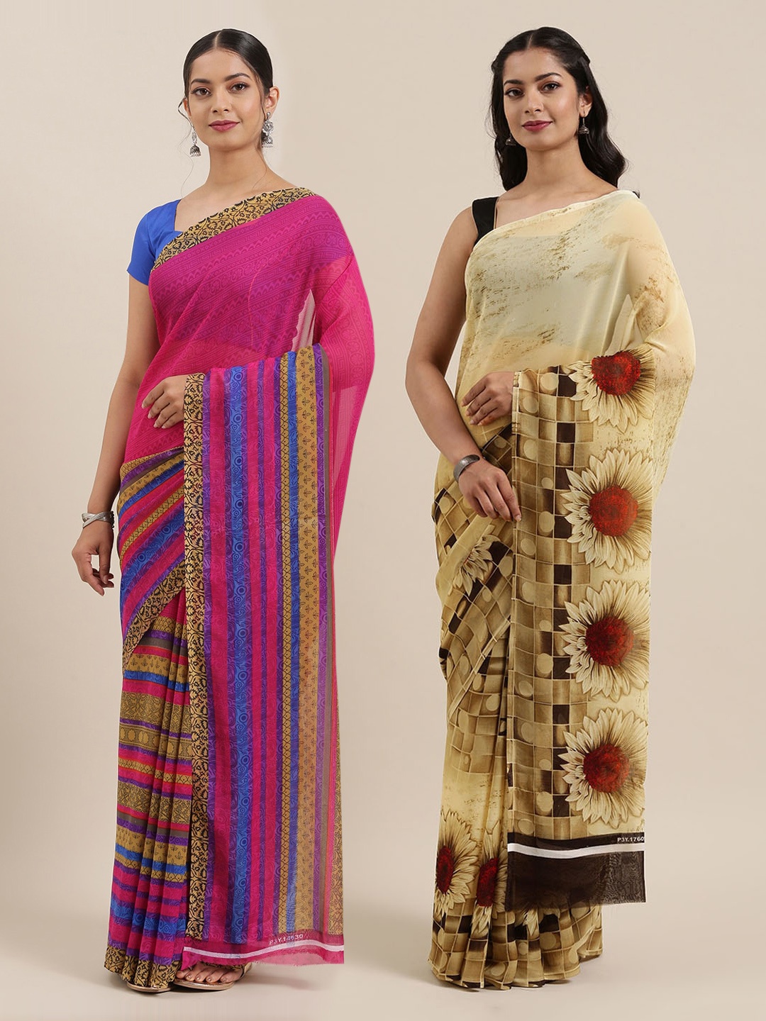 

ANAND SAREES Pack of 2 Printed Sarees, Multi