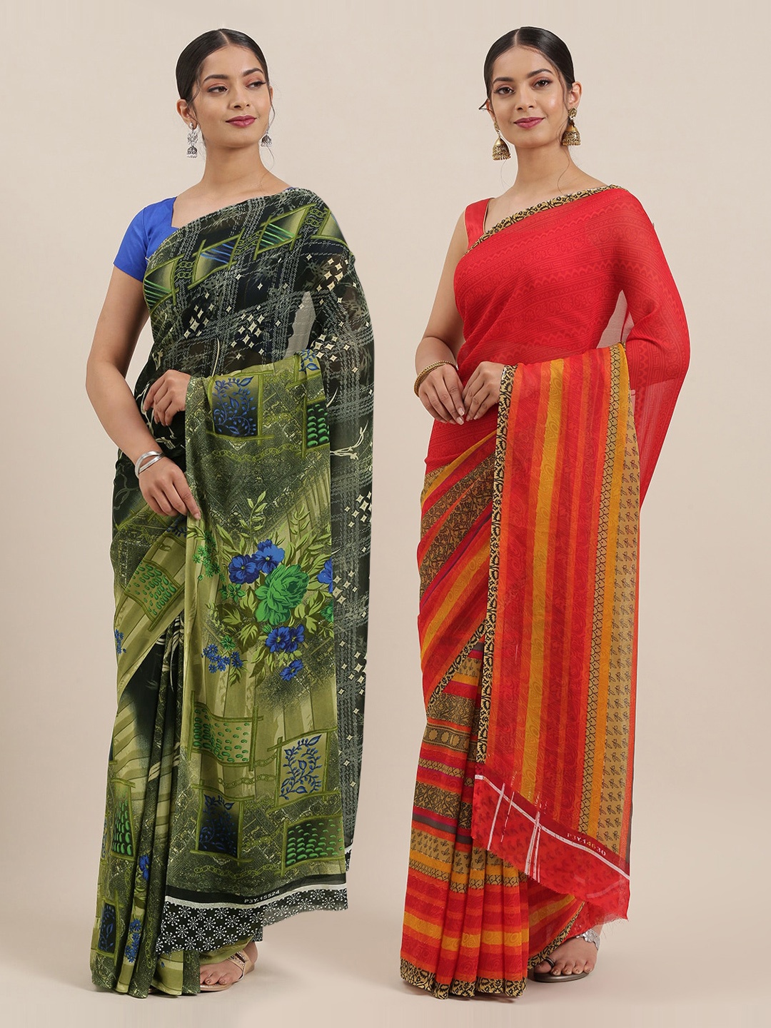 

KALINI Pack of 2 Printed Sarees, Multi