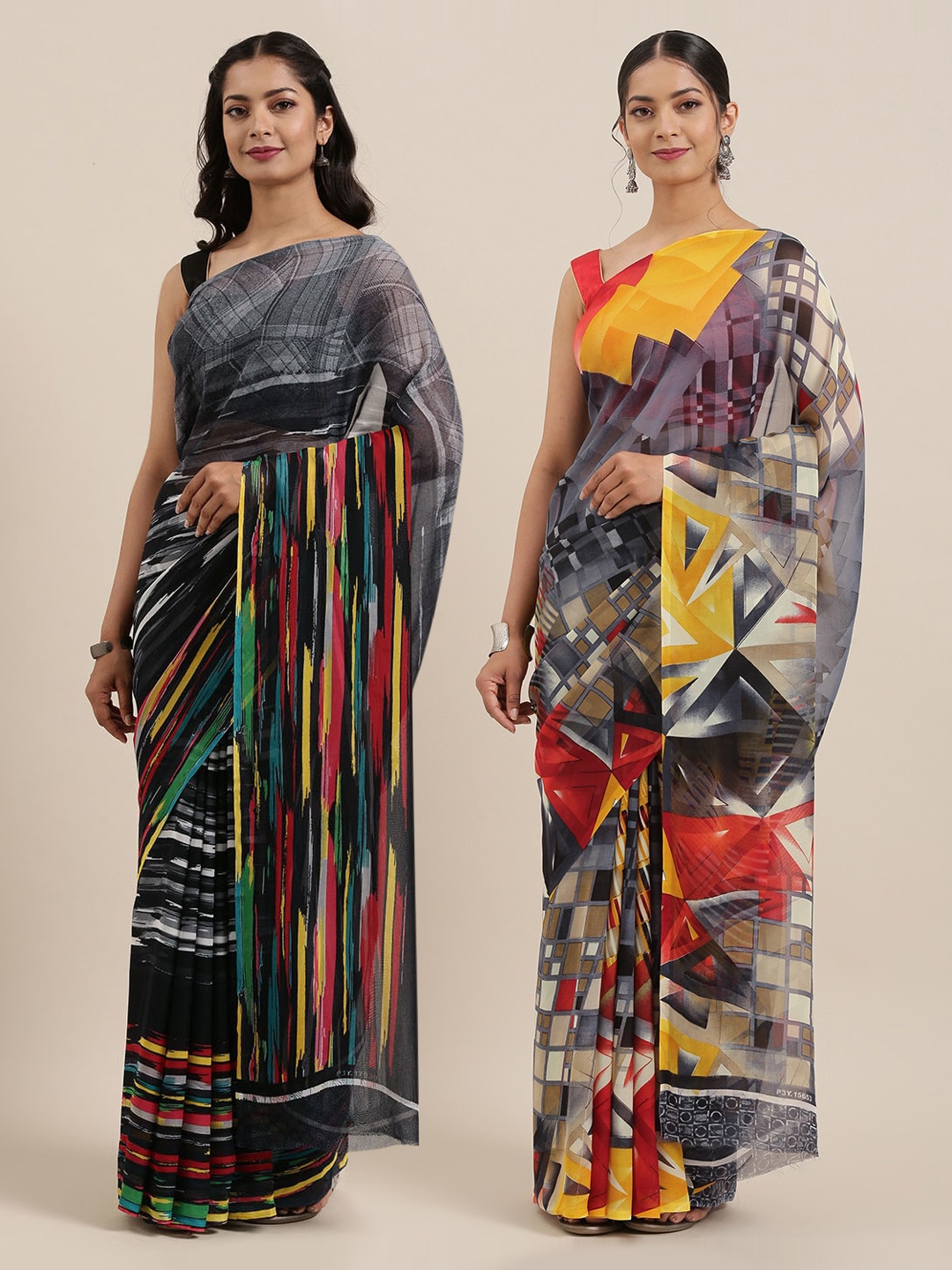 

ANAND SAREES Pack of 2 Printed Sarees, Multi