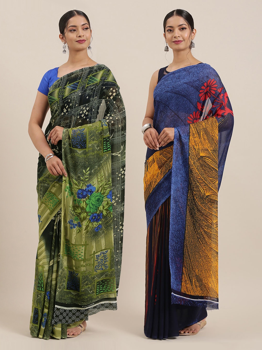 

KALINI Pack of 2 Printed Sarees, Multi