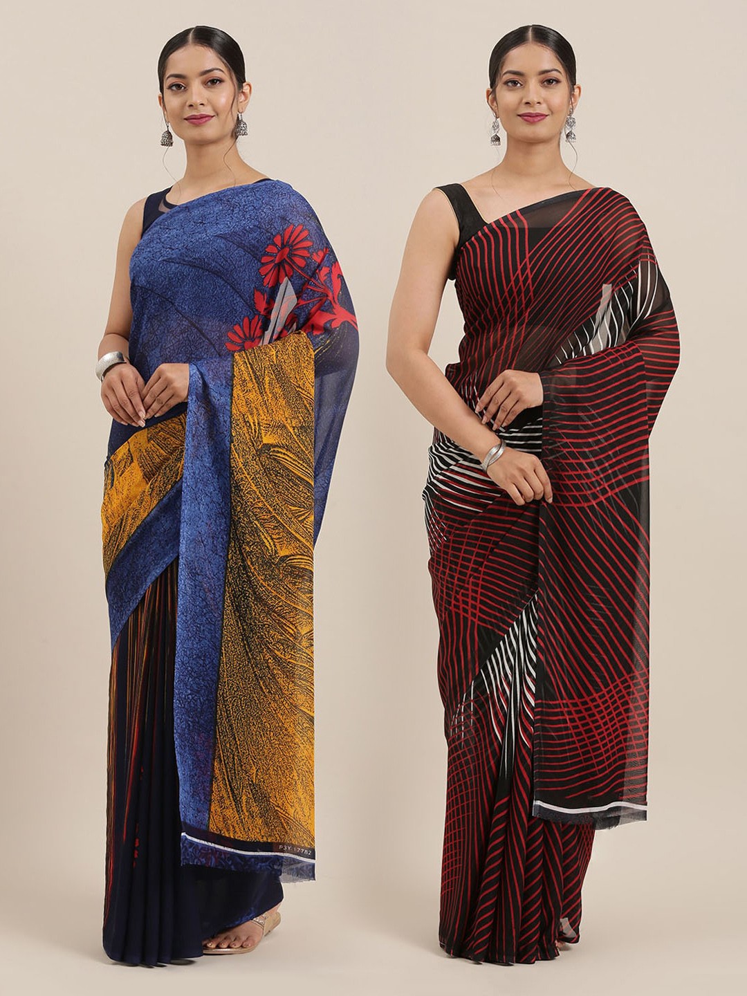 

ANAND SAREES Pack of 2 Printed Sarees, Multi