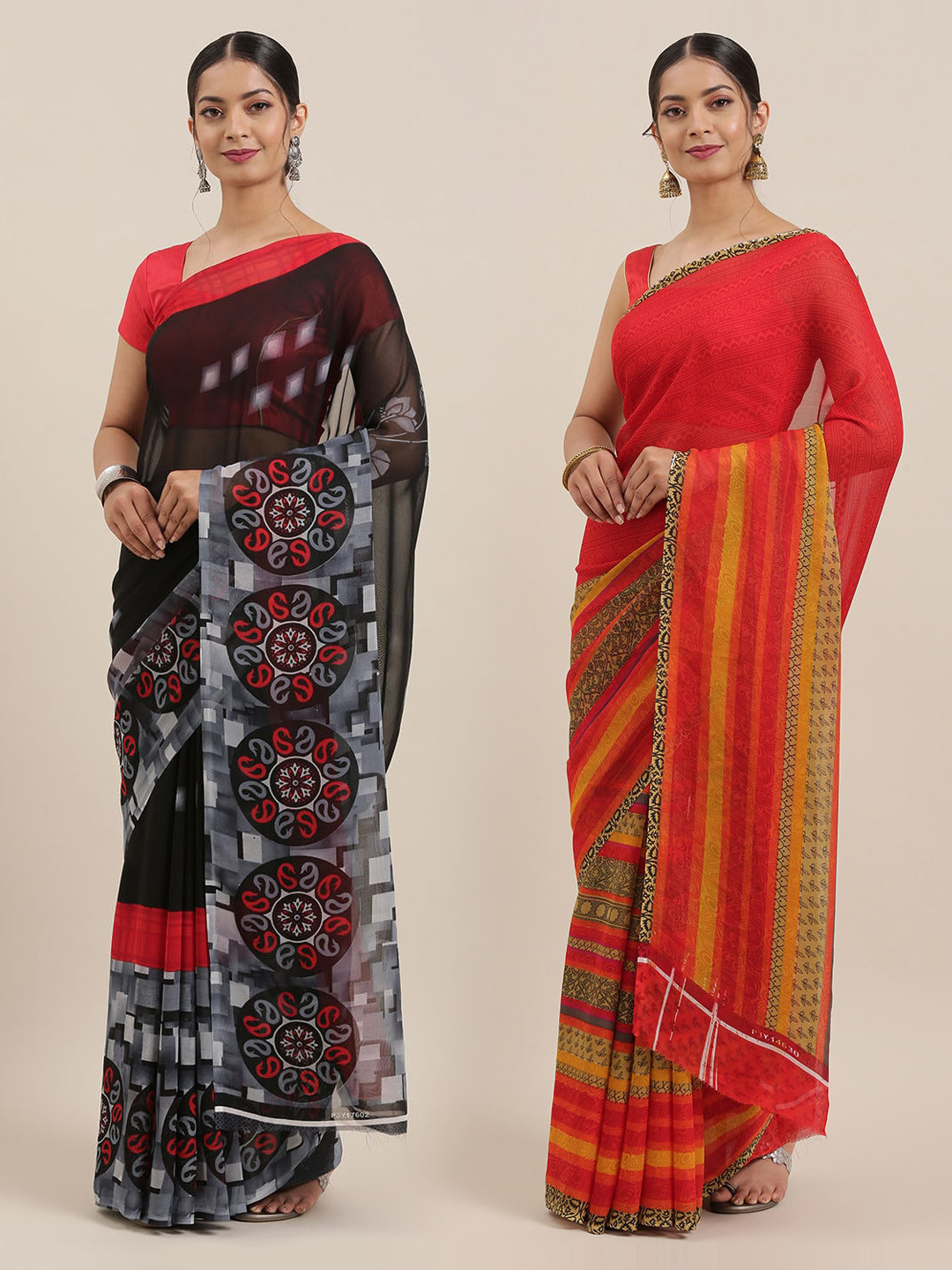 

ANAND SAREES Pack of 2 Printed Sarees, Multi