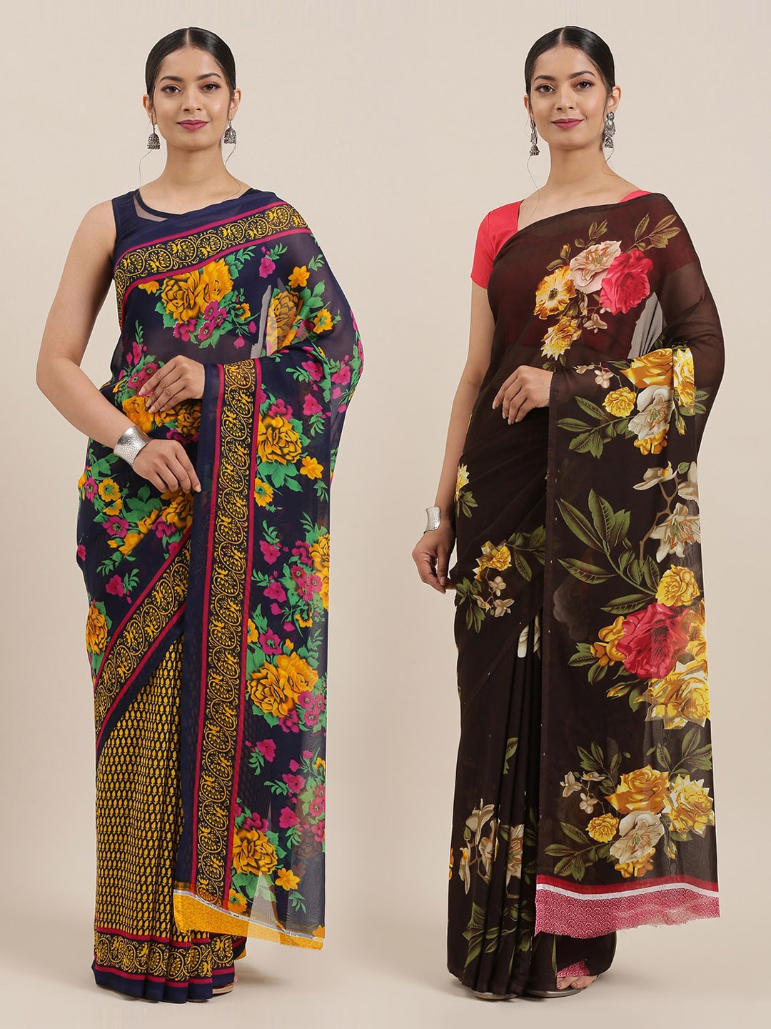 

ANAND SAREES Pack of 2 Printed Sarees, Multi