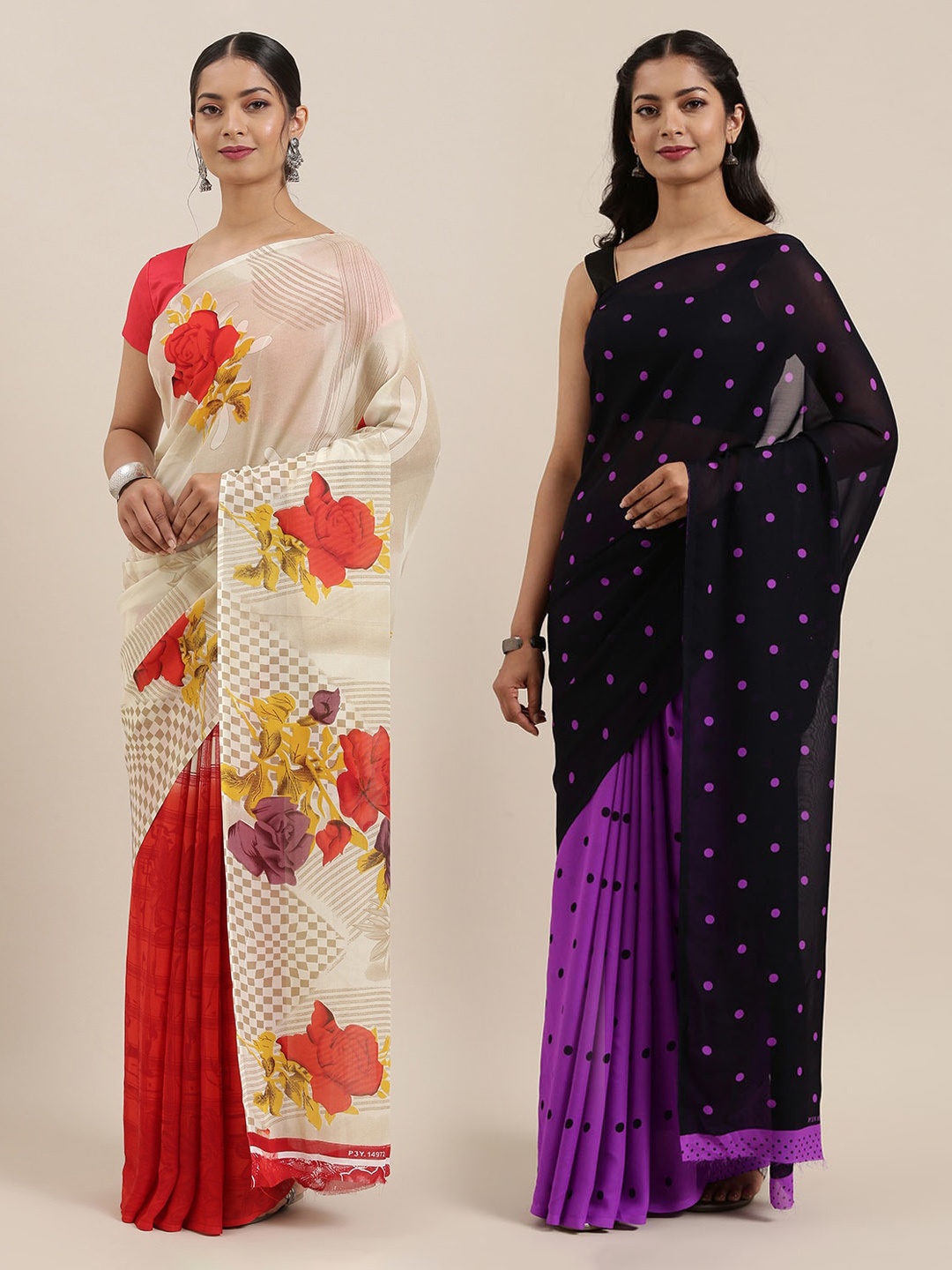 

ANAND SAREES Pack of 2 Printed Sarees, Multi