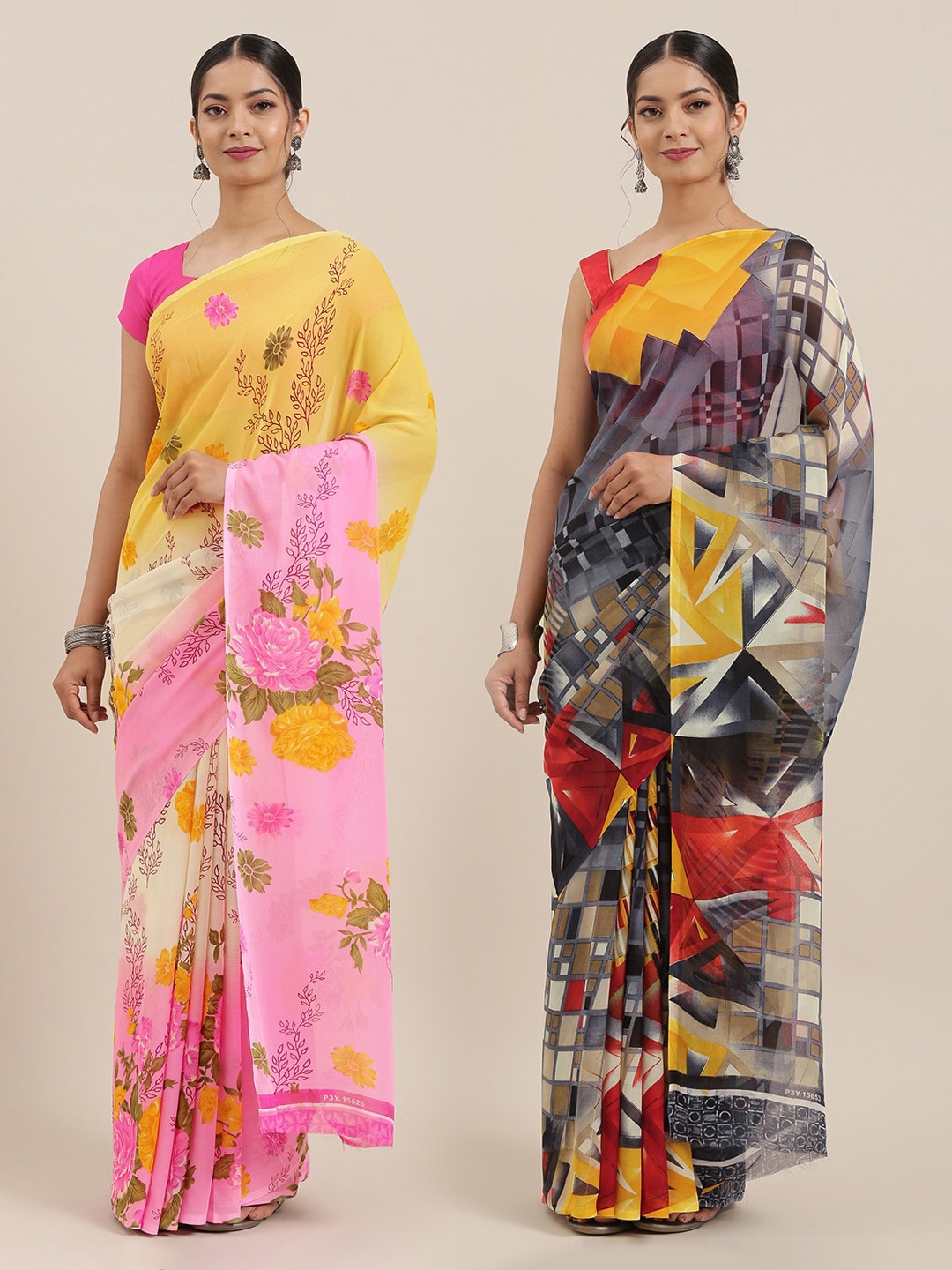 

ANAND SAREES Pack of 2 Printed Sarees, Multi