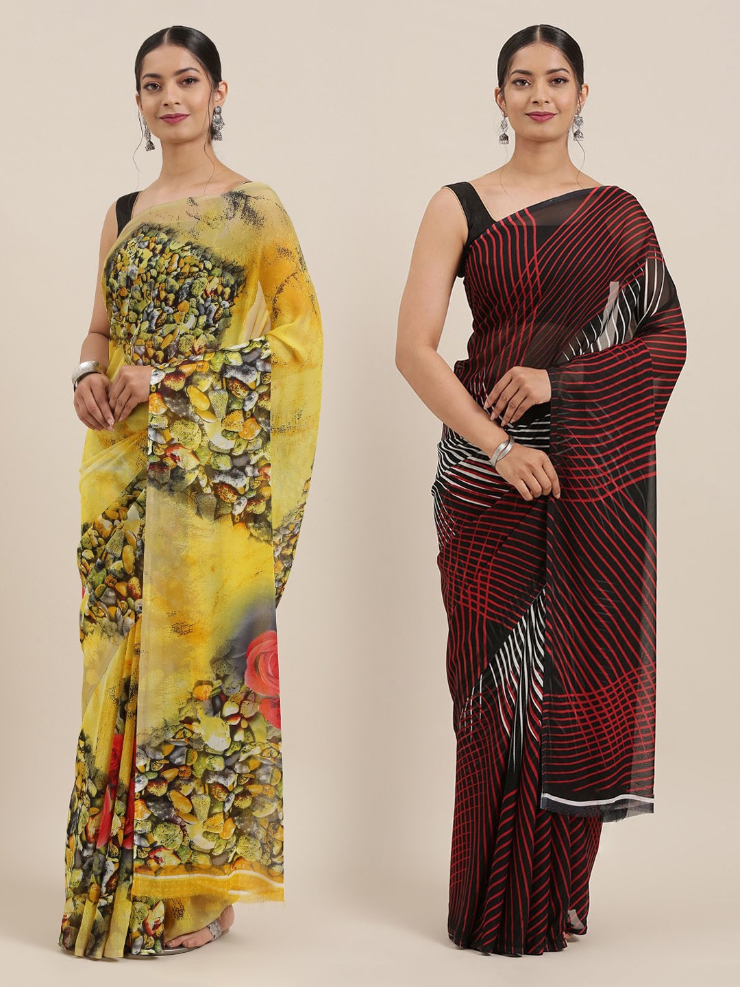 

ANAND SAREES Pack of 2 Sarees, Black