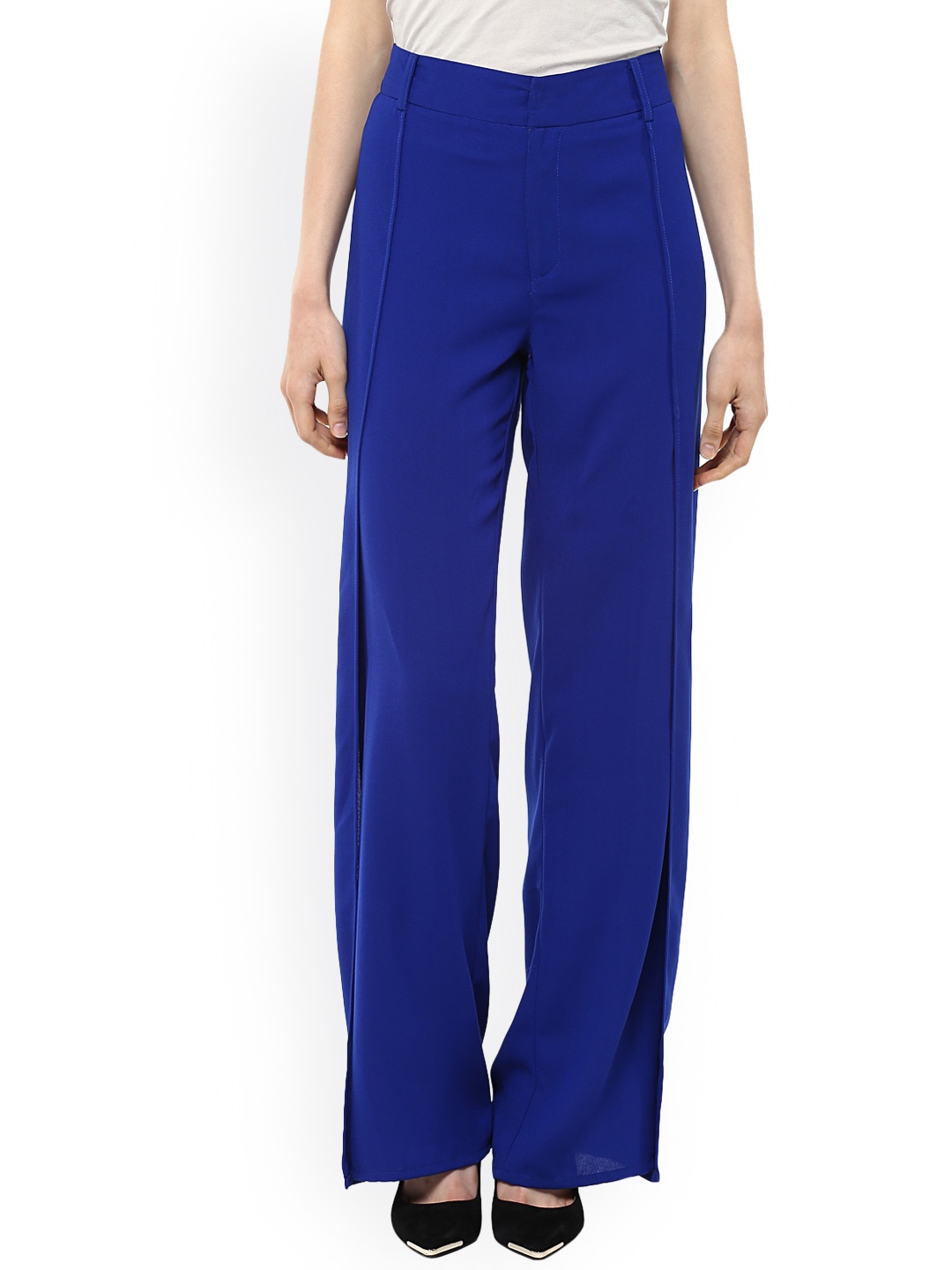 

Harpa Blue Relaxed Straight Leg Fit Crepe Palazzo Trousers