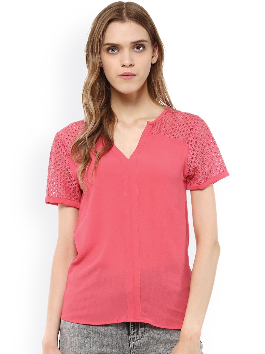 

Harpa Coral Lace Crepe Top