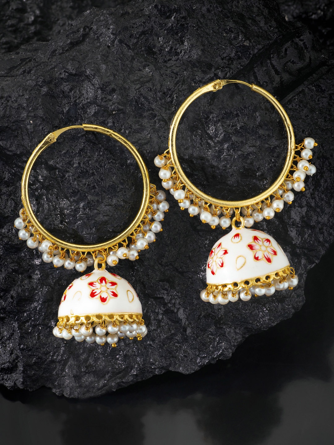 

Peora White & Gold-Plated Classic Jhumkas Earrings