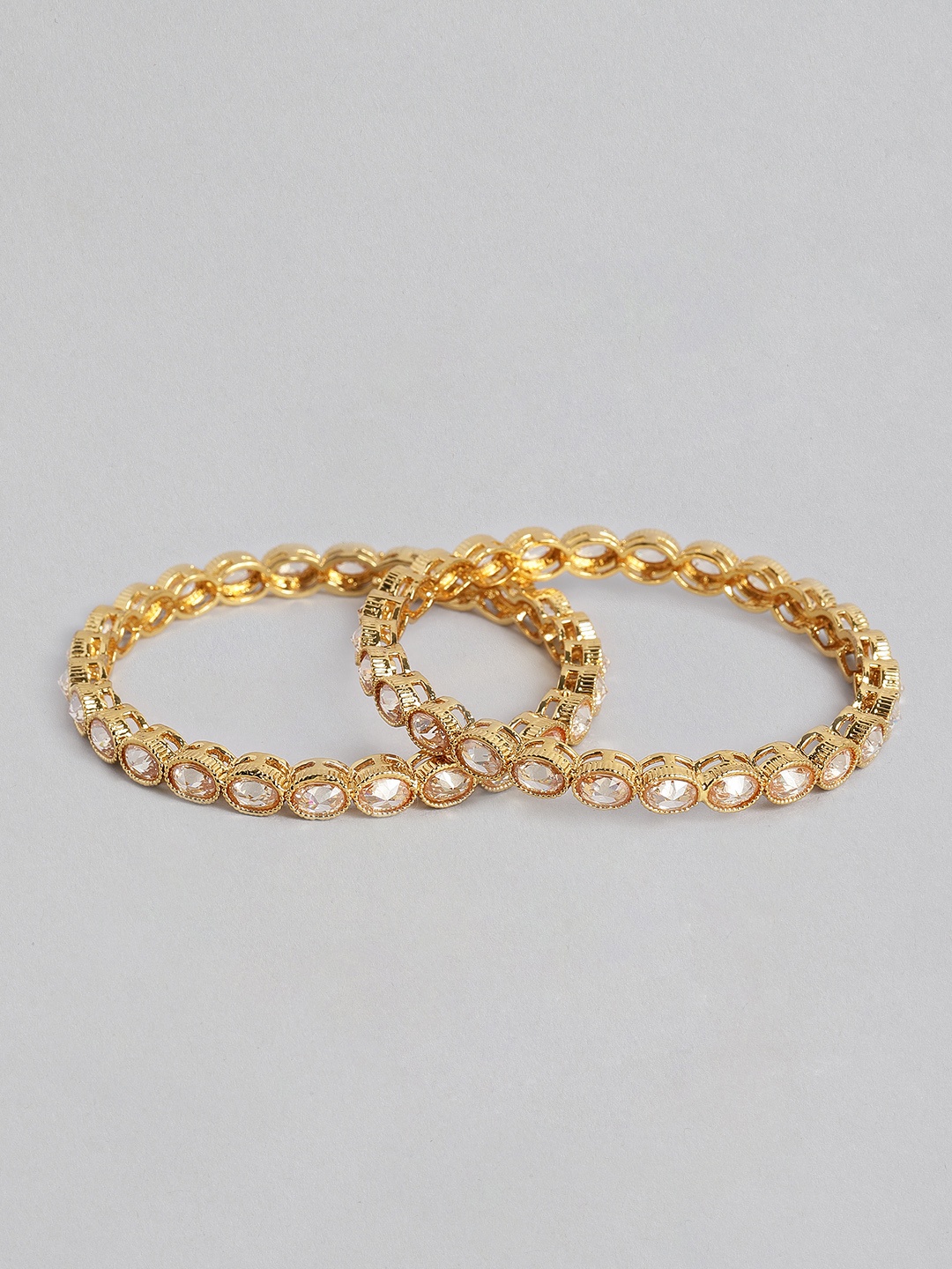 

Peora Set of 2 Gold Plated & White CZ Studded Bangles