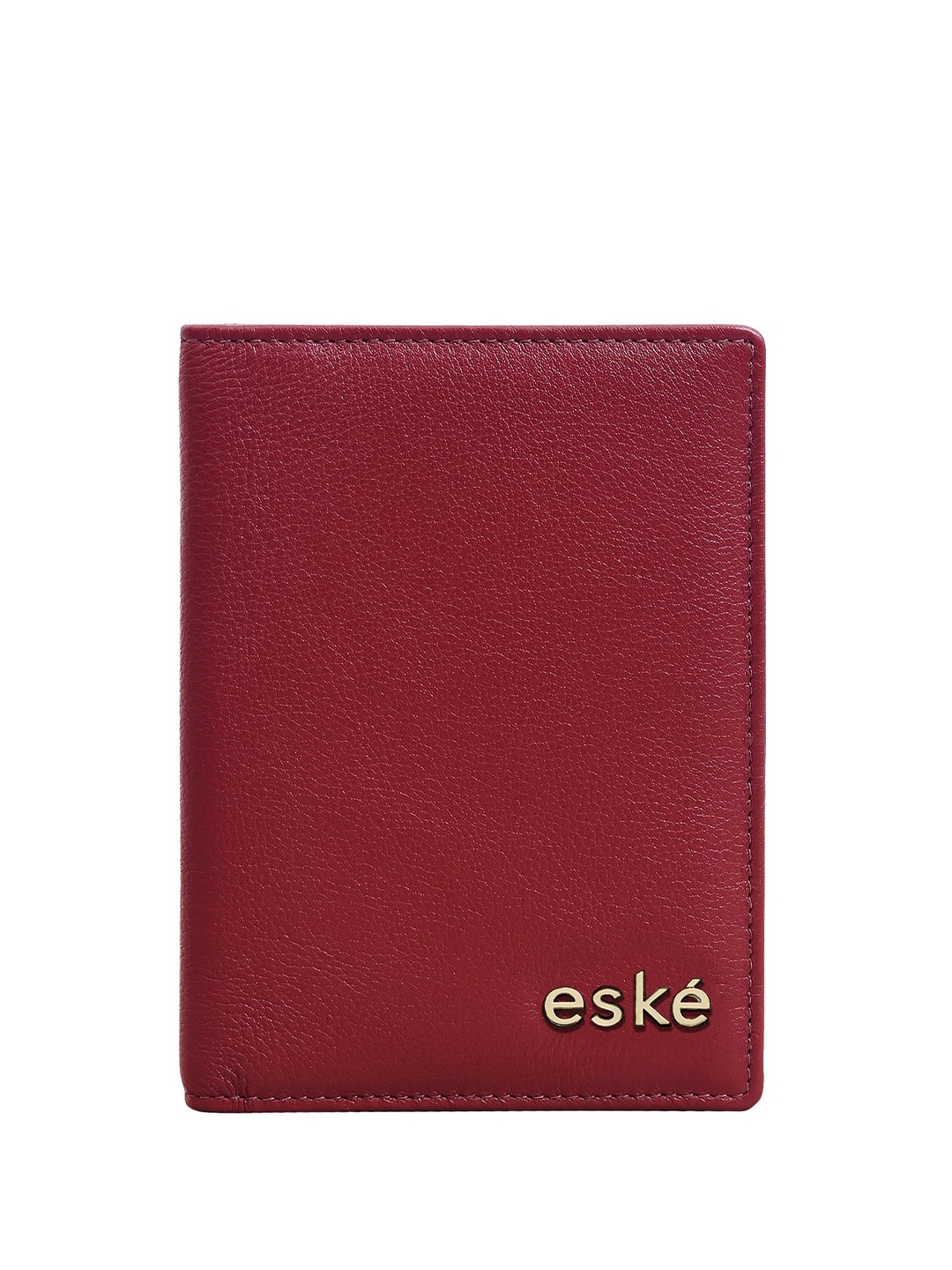 

Eske Unisex Burgundy Solid Leather Passport Holder with Passport Holder