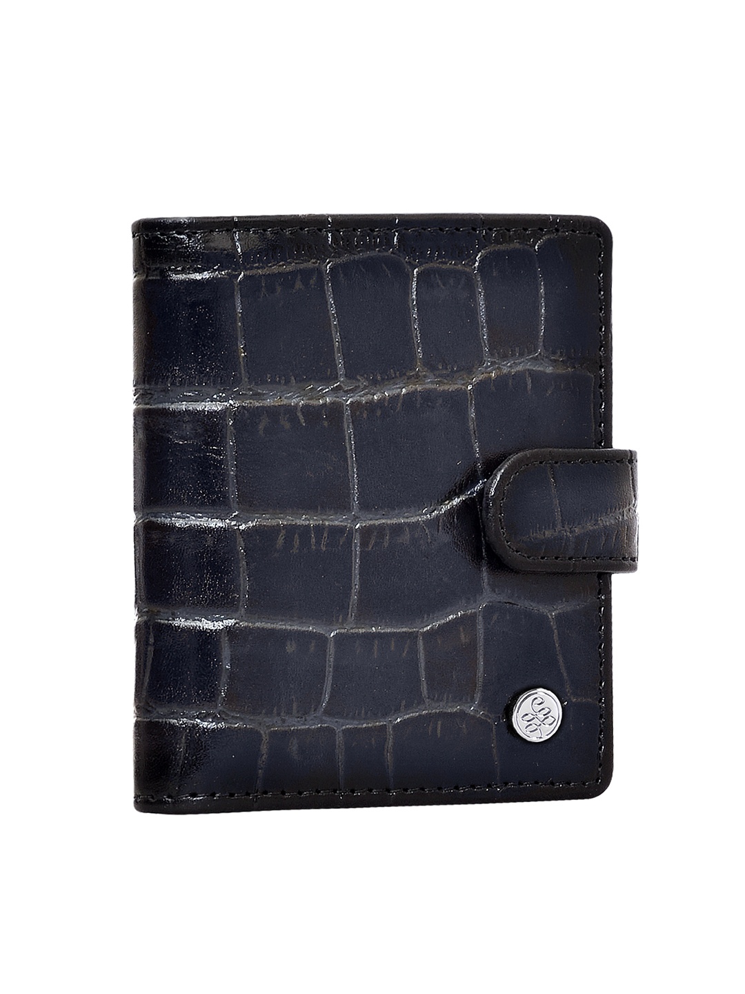 

Eske Unisex Navy Blue Geometric Textured Leather Card Holder