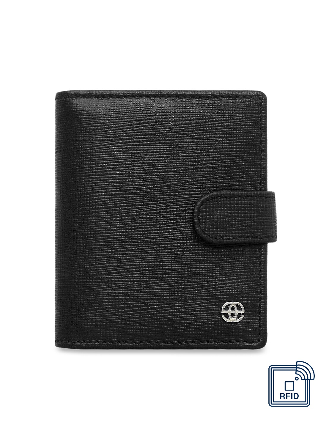 

Eske Unisex Black Geometric Textured Leather Card Holder