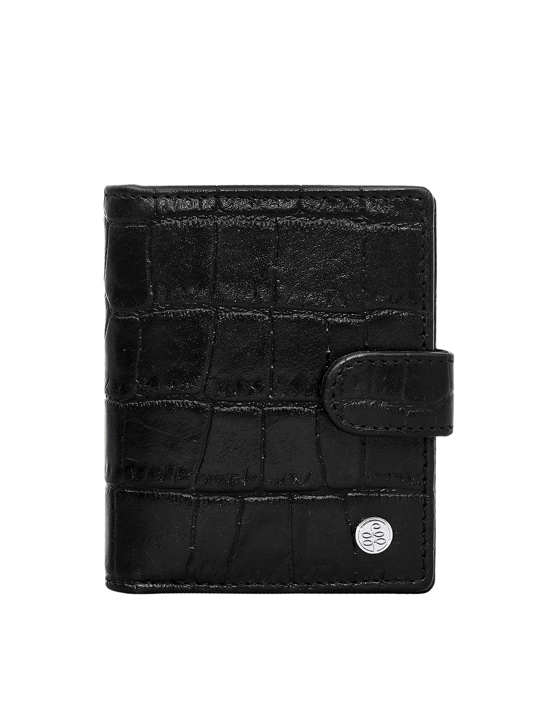 

Eske Unisex Black Geometric Textured Leather Card Holder